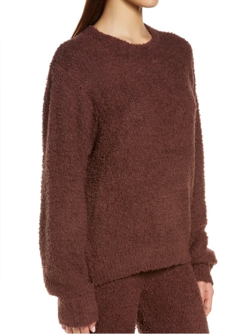 SKIMS Set Garnet Brown Cozy Knit Sweater and Jogger Pants Set S/M
